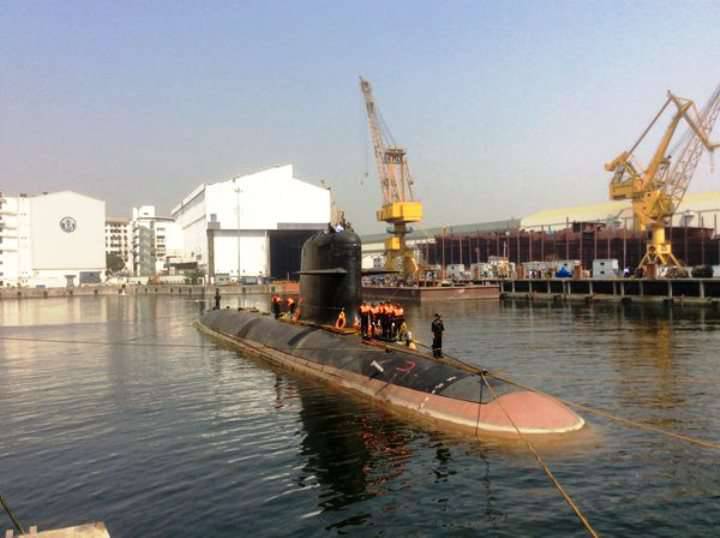 Submarino indiano Scorpene veio para o teste