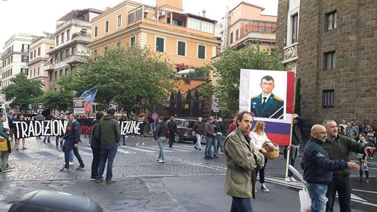 The memory of a Russian officer who died in Syria was honored in Rome