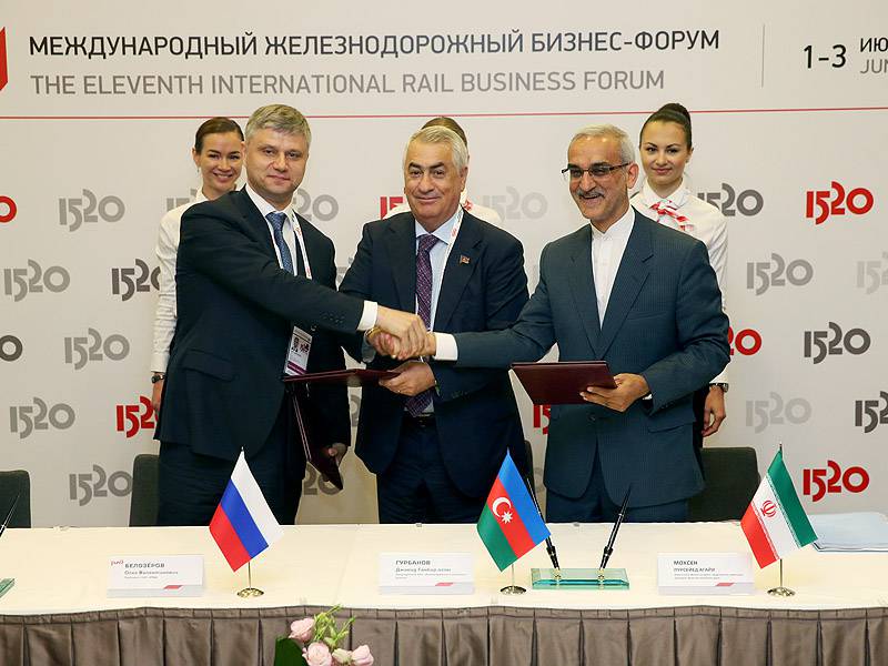 Rússia, Azerbaijão e Irã assinaram acordo sobre o desenvolvimento da integração no programa de rota ferroviária Norte-Sul