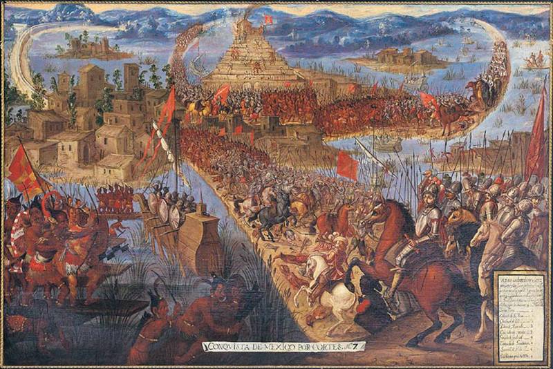 墨西哥考察科尔特斯。 Tenochtitlan的围攻和堕落