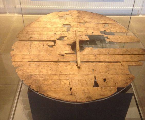 1498072061 11. viking age shield from trelleborg denmark. made from pine wood diameter of c. 80 cm