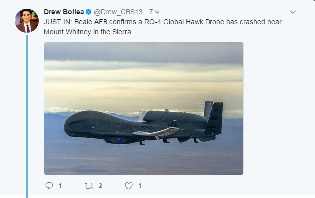 UAV RQ-4 Global Hawk caiu na Califórnia