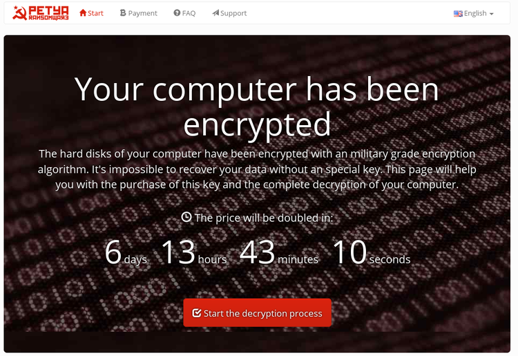 Petya 바이러스 감염은 우크라이나에서 시작되었습니다.