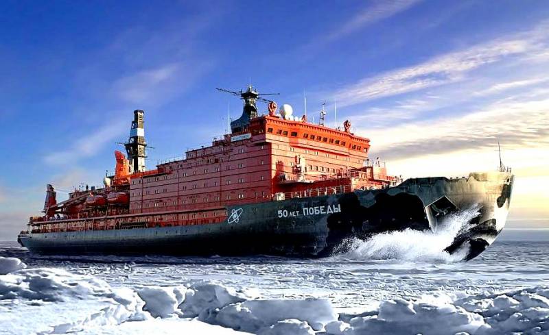 Atomic icebreaking fleet of Russia. Infographics