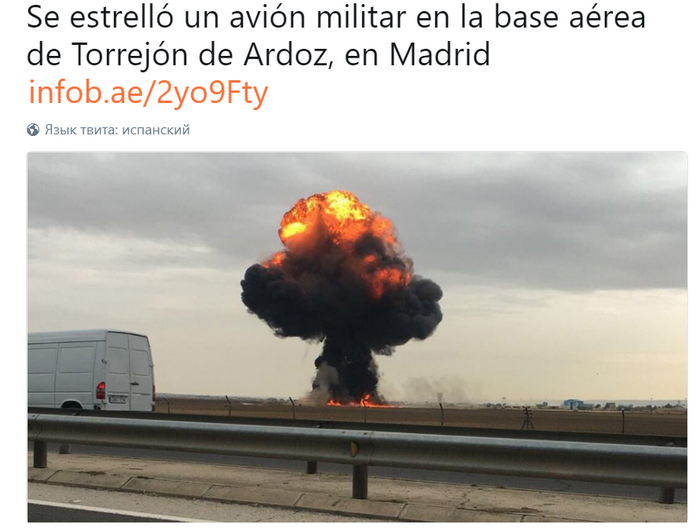 In Spain, the F-18 fighter crashed