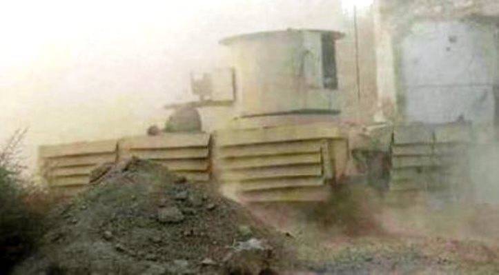 Armored monster in Syria. The car first hit the camera lens