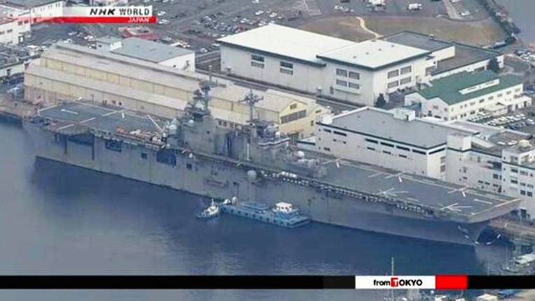 미국 UDC "Wasp"가 일본 항구에 진출했습니다.