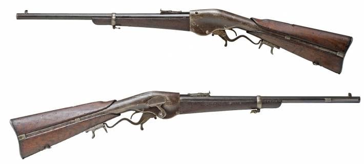Warren Evans rifle. Cousin of submachine guns "Calico" and "Bison"