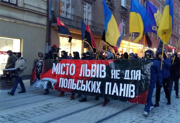 Lviv. Torchlight procession under anti-Polish slogans