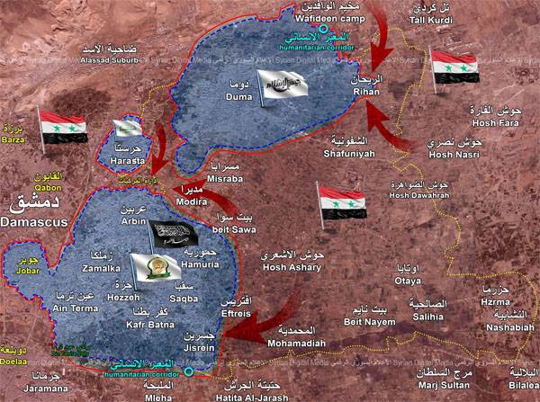 Grupul de militanți din Ghouta de Est a tăiat în trei părți