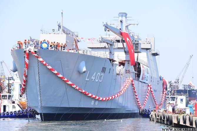 A marinha turca recebeu um navio-tanque de desembarque de tanques "Sancaktar" da TCG