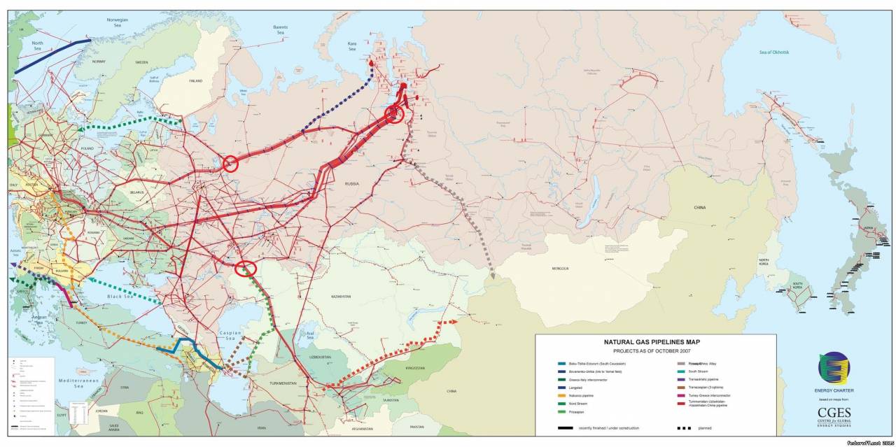 Карта нефтепроводов россии