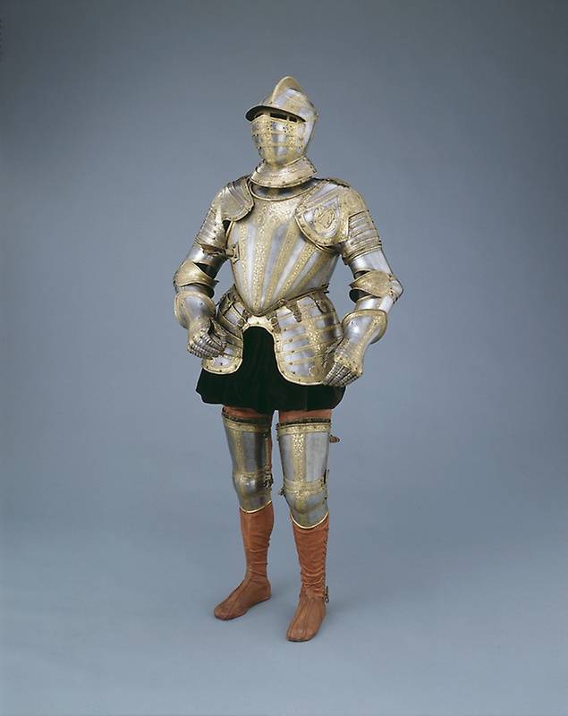 Armure de chevalier et armes de l'Art Institute of Chicago