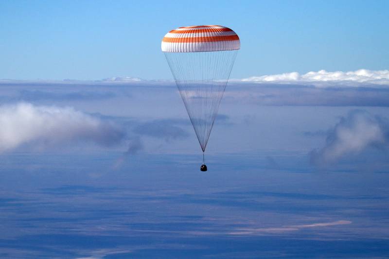 Soyuz MS-08 spacecraft capsule landed in Kazakhstan
