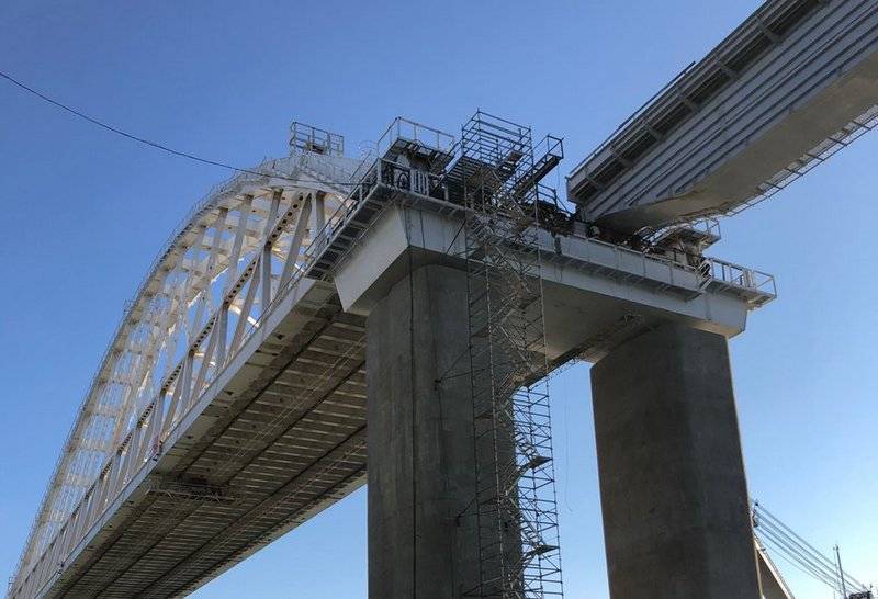 The first railway spans connected with the arch of the Crimean bridge