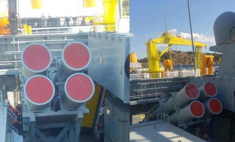 The latest Turkish Atmaca anti-ship missiles installed on the F514 Kinaliada corvette