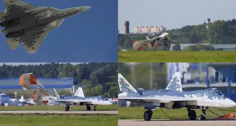 La rete discute di un breve combattente di atterraggio Su-57 in periferia