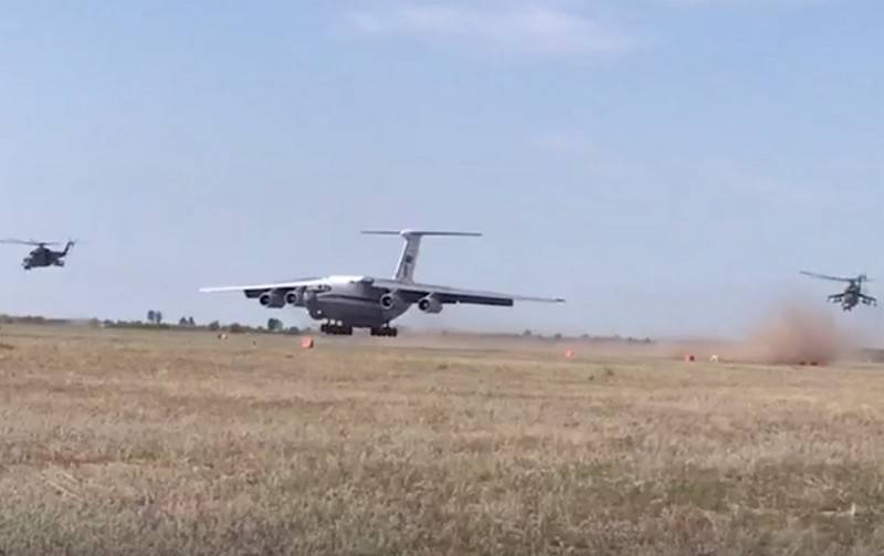 Military transport aircraft of the Russian Federation videoconferencing worked on the landing field airport