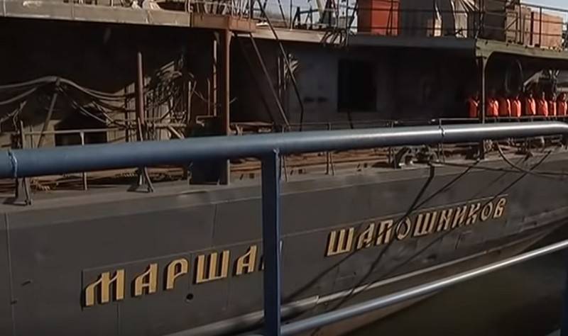 Undergoing modernization and repair, "Marshal Shaposhnikov" removed from the dry dock