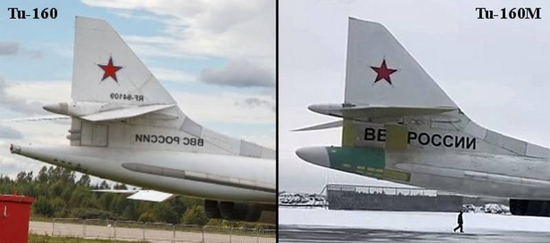 How to visually distinguish the "strategist" Tu-160M ​​from the previous version: details are indicated