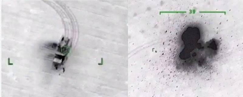 The network discusses the strange gluing of a video of a Turkish UAV strike on a shell of an armor in Syria