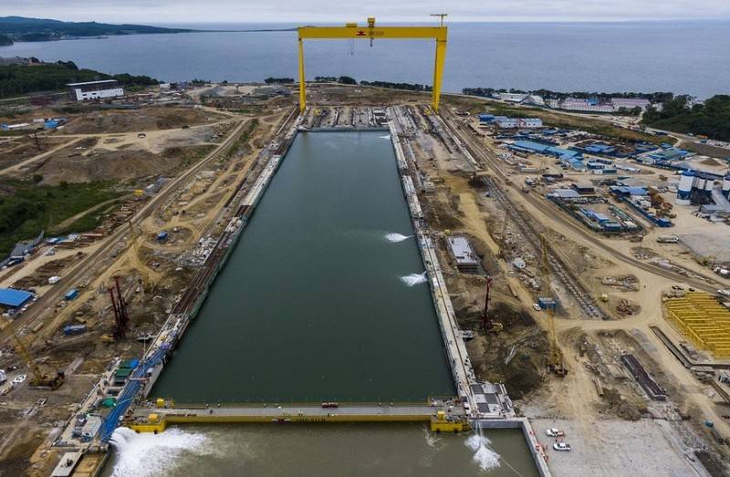 Nel complesso di cantieri navali Zvezda è installata una persiana per pontili di carenaggio