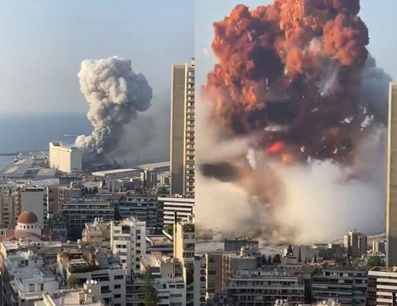 레바논 수도에서 발생한 대규모 폭발이 프레임에 포착됐다.
