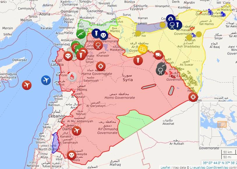 Карта сирии с зонами контроля сегодня на русском на сегодня