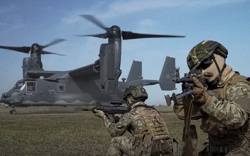 Im Internet ist ein Video der Landung des MTR der ukrainischen Streitkräfte mit einem Tiltrotor CV-22B Osprey aufgetaucht