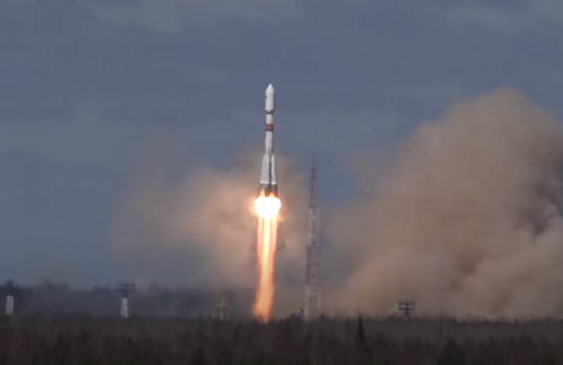 Soyuz-2.1b launch vehicle with satellites launched from Plesetsk cosmodrome