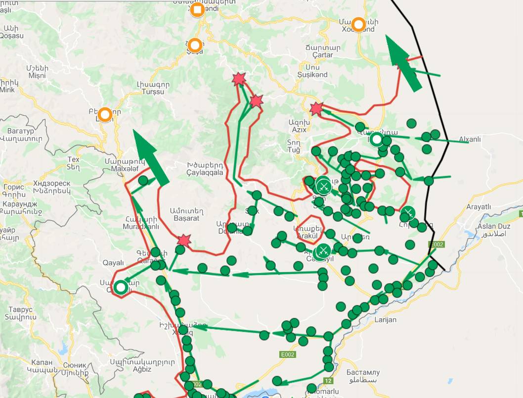 Карта боевых действий азербайджана сегодня