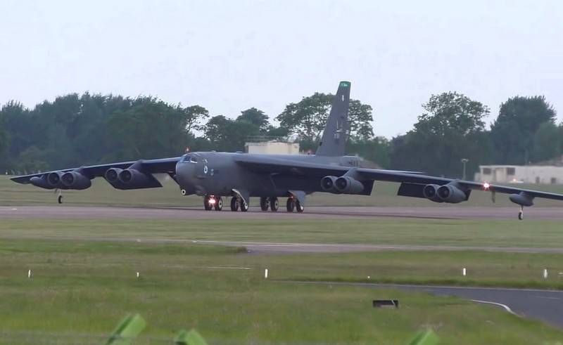 US Air Force B-52H Stratofortress makes an emergency landing at an air base in Britain