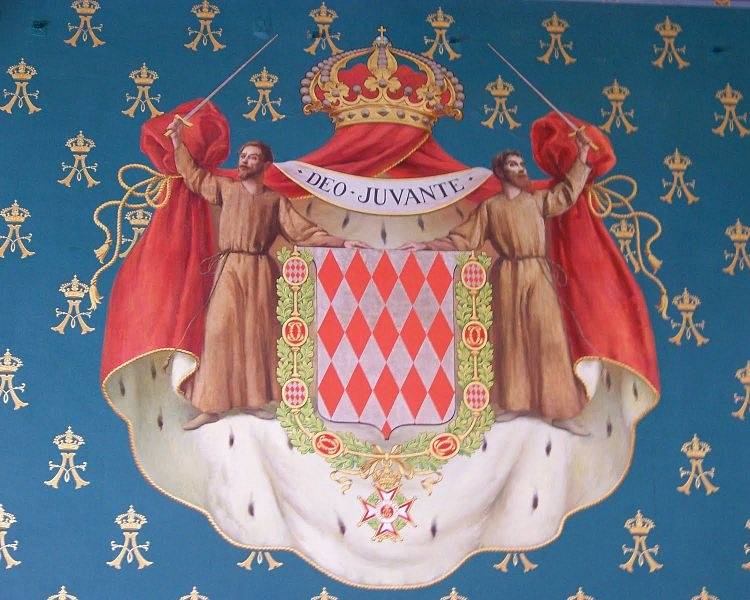 Stern monks with swords and a diamond-shaped shield. What can the coat of arms of Monaco tell us?