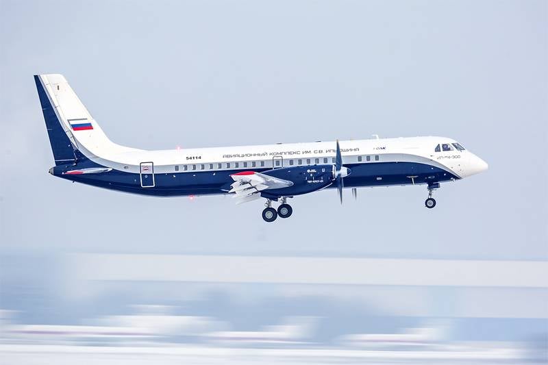 The new Russian Il-114-300 turboprop makes its second flight