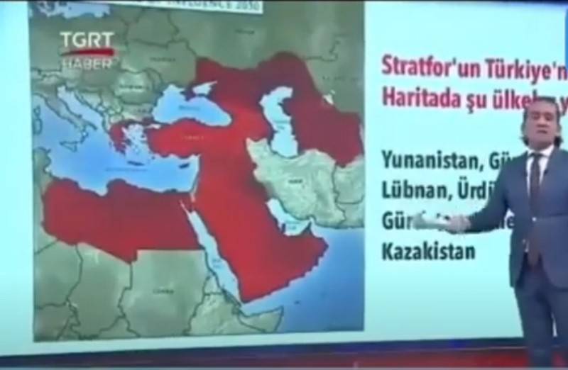 トルコは、ロシアの領土にトルコの関心のあるゾーンを含む地図を示しました