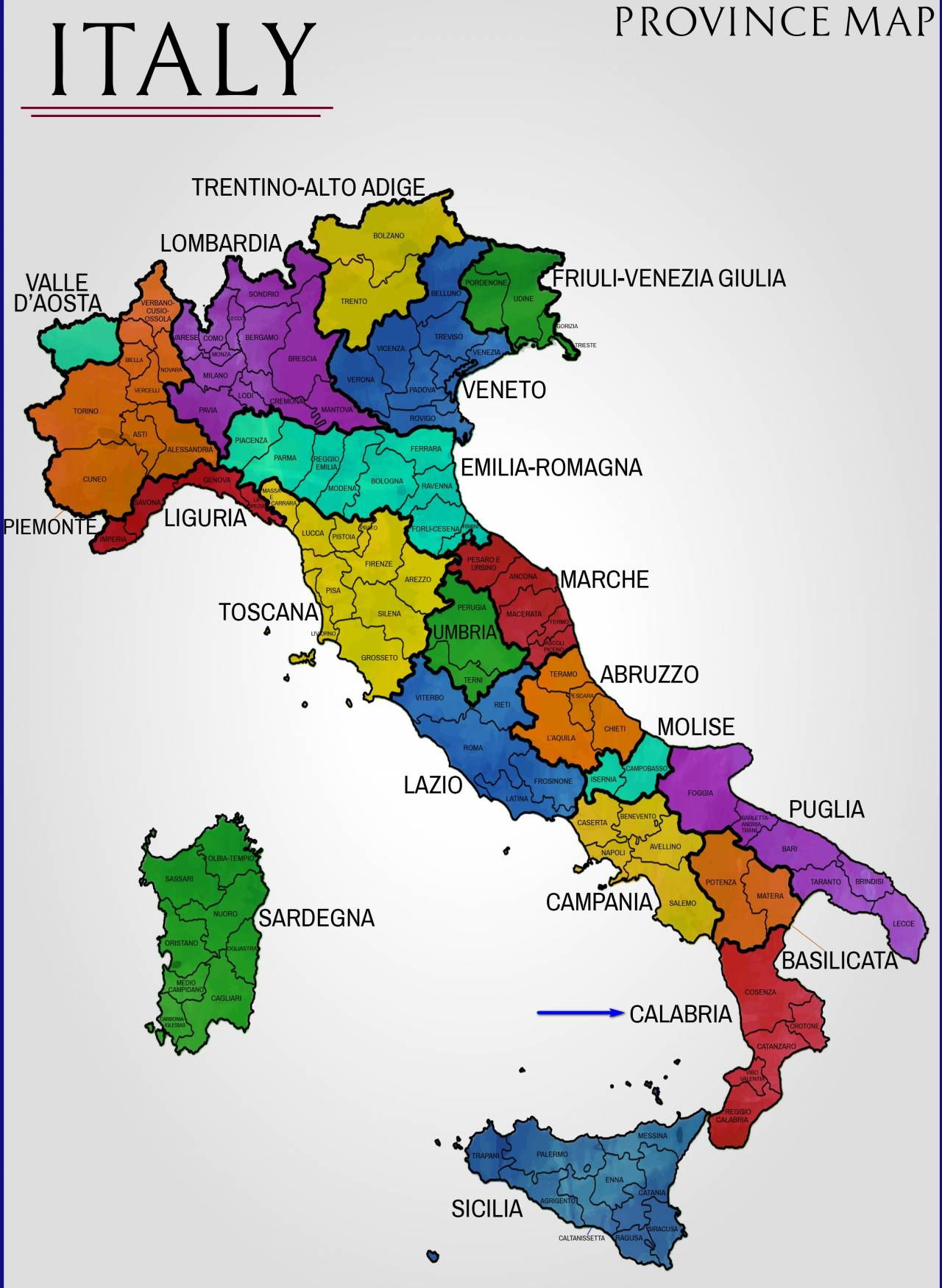 Территория италии. Калабрия на карте Италии. Регион Калабрия Италия на карте. Области Италии на карте. Калабрия Италия на карте Италии.
