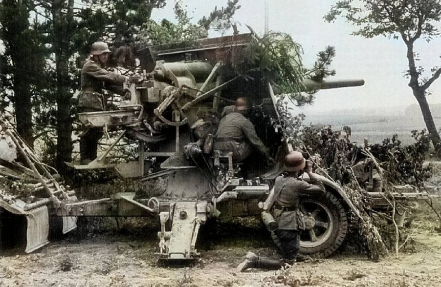 The use of captured German 88-mm anti-aircraft guns