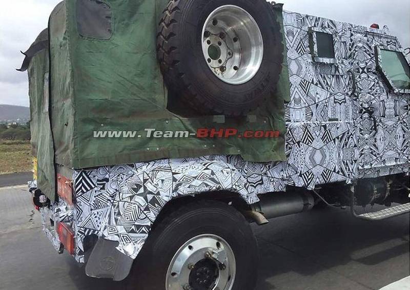 Tata LSV military vehicles in unusual camouflage are shown in India