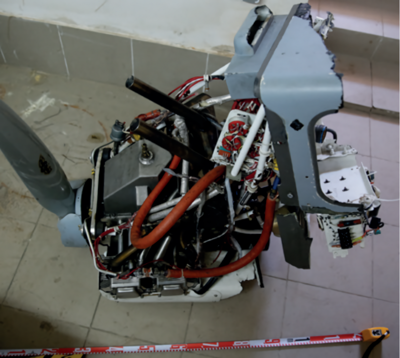 Centrale elettrica dell'UAV catturato "Forpost". Fonte foto: Conflict Armament Research