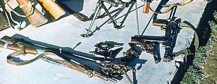 Armas dos dushmans afegãos. Revólveres, pistolas e metralhadoras