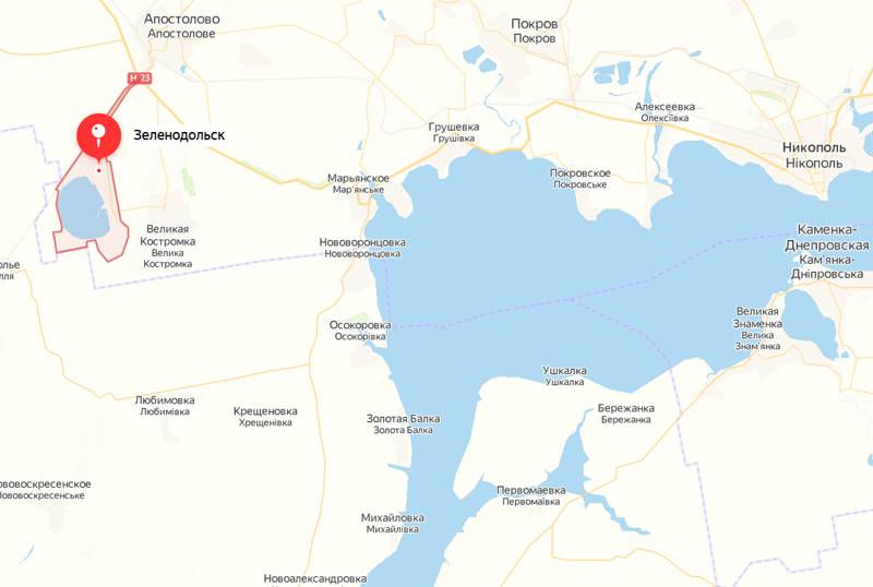 Нанесён удар по объекту «Днепрэнерго» в днепропетровском городе Зеленодольск и позициям ВСУ в его окрестностях