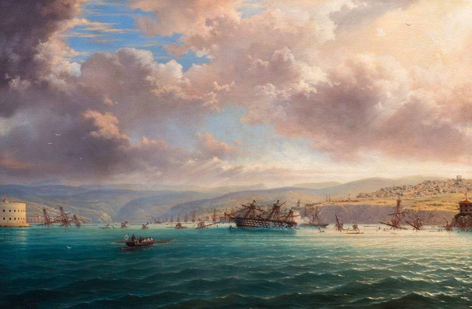 Затопление кораблей в бухте Севастополя 1854 1855. Затопление Черноморского флота в 1854. Затопление флота в Севастополе 1854. Айвазовский Севастопольский рейд.
