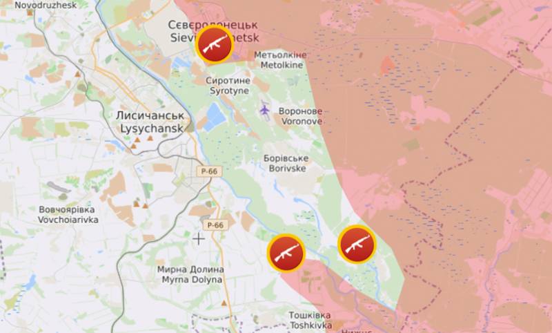 Потерявший возможность к координированным действиям противник открыл «дружественный огонь» к юго-востоку от Лисичанска