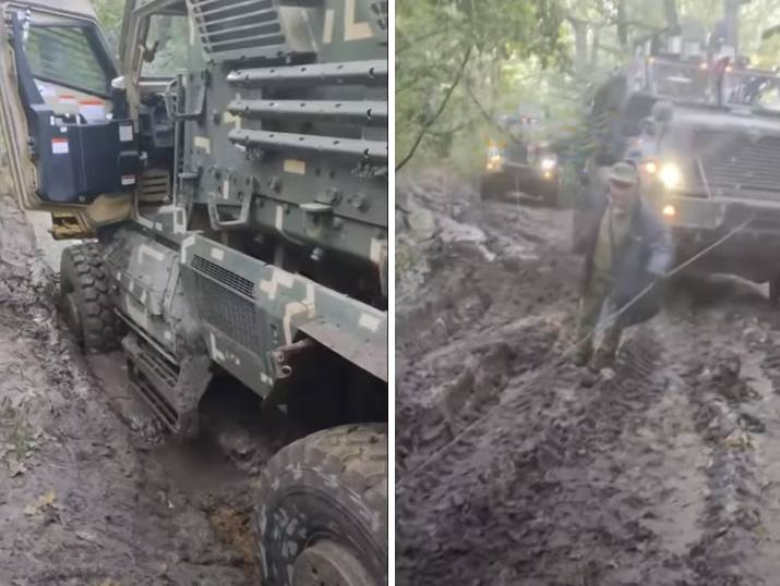 Amerikanska pansarfordon MaxxPro försöker bekämpa den ukrainska upptinningen