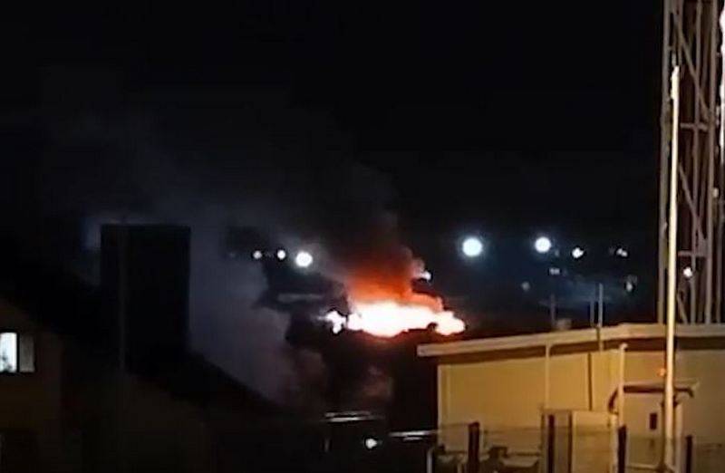 Armed Forces of Ukraine struck at the village of Oktyabrsky, Belgorod Region, an ammunition depot is on fire