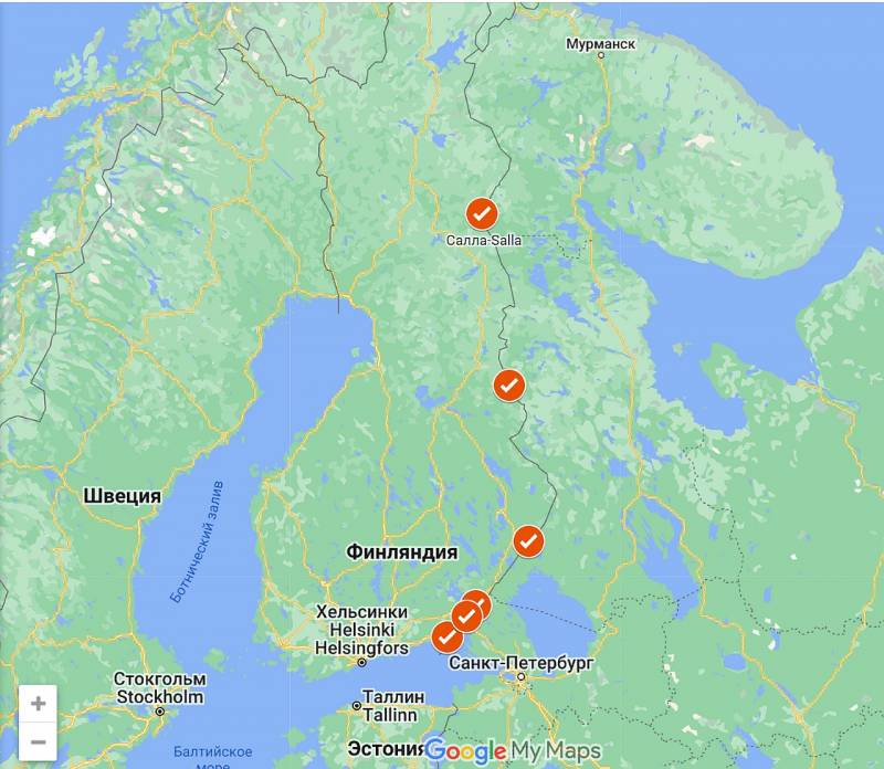 Карта россии на границе с финляндией