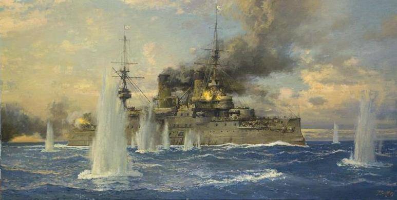Lärdomar från sjöstrider under det rysk-japanska kriget. Utsikt från Frankrike. Artilleri