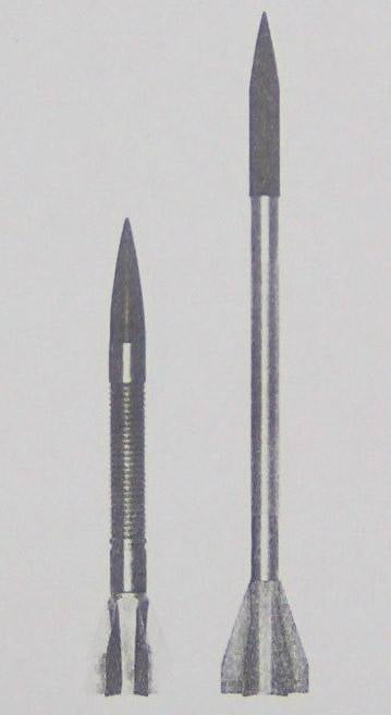 Aktive Teile von Unterkaliberprojektilen: "Hetz-6" links und "Hetz-7" rechts. Quelle: tanknet.org