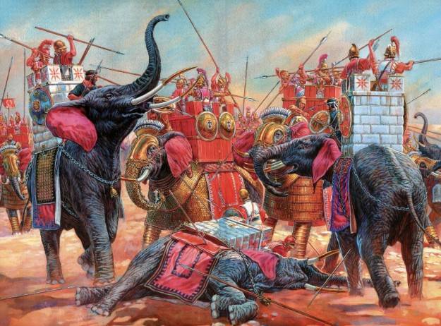 Schlacht von Rafiya. Viele Elefanten und gute alte Phalanxen