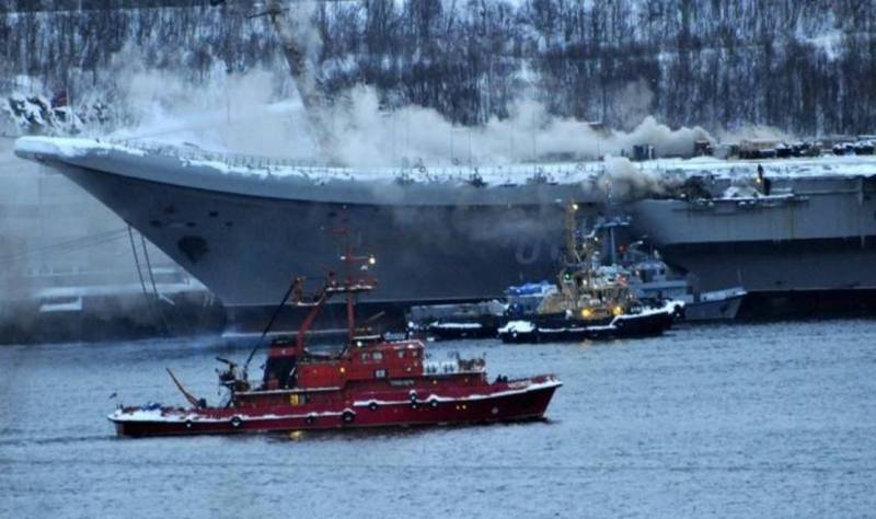 USC Rakhmanov의 머리는 수리중인 TAVKR "Admiral Kuznetsov"에서 새로운 화재를 발표했습니다.